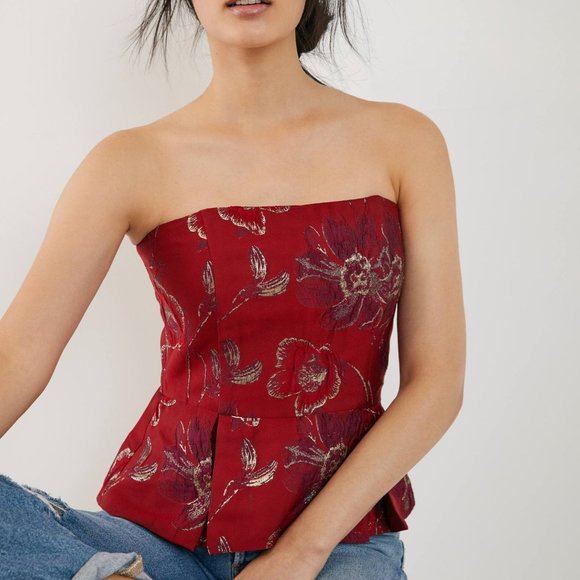 HTF Anthropologie Audrey Peplum Top - Picture 1 of 4